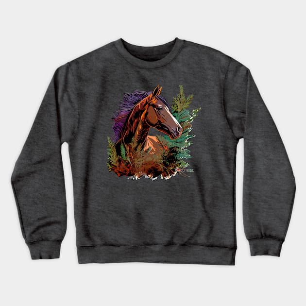 Gorgeous Bay Horse Portrait Nature Bonsai Art Crewneck Sweatshirt by Amour Grki